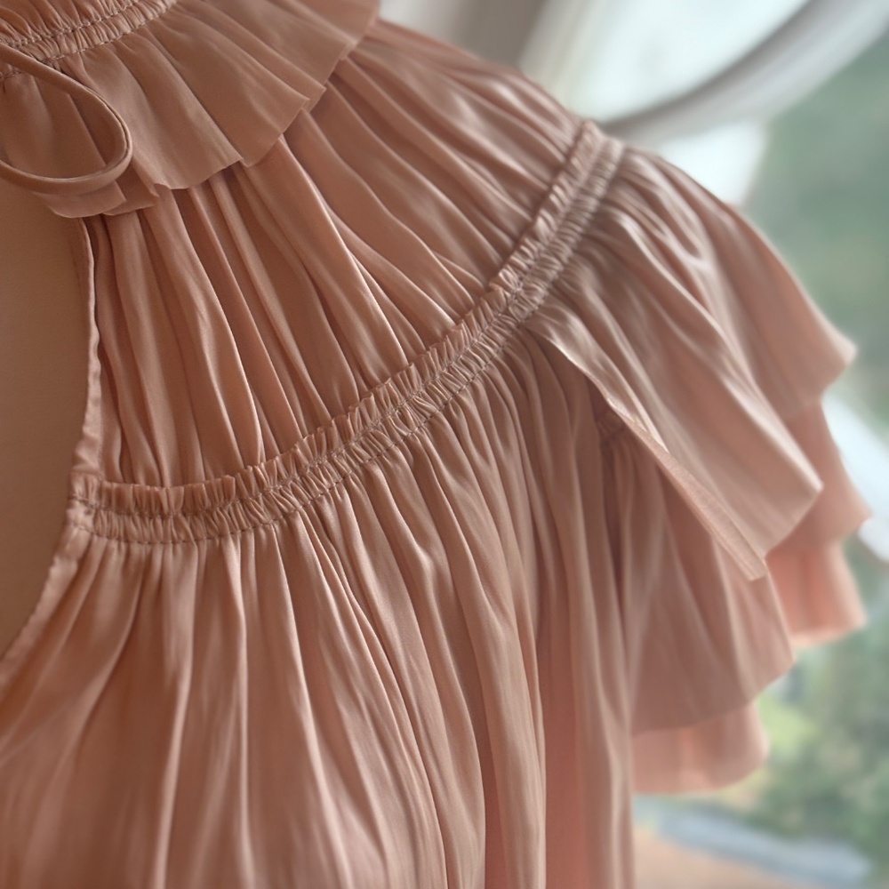 Designer Ulla Johnson Rouen Silk Ruffle Blouse - Picture 2 of 6